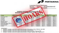 [HOAKS] Daftar Harga Baru BBM Pertamina