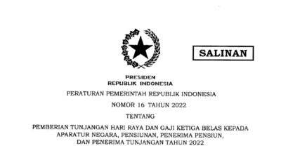 Gov’t Issues Regulation on State Civil Apparatus’ Religious Festivity Allowance, Salary Bonuses