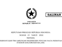 Inilah Keppres 19/2022 tentang TGIPF Tragedi Kanjuruhan