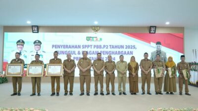 Bupati dan Wakil Bupati Asahan Hadiri Penyerahan SPPT PBB-P2 Tahun 2025