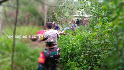Gesit, Bhabinkamtibmas Gunung Lengkuas Evakuasi Korban Diduga Bunuh Diri