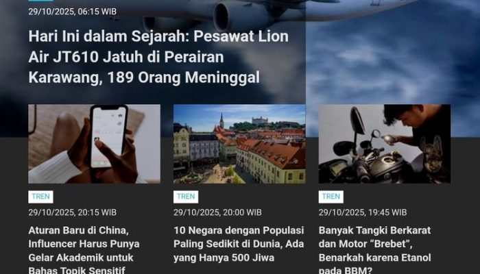 Tren Populer: Kecelakaan Pesawat Lion Air JT610 di Karawang | Orang Terkaya Indonesia Akhir 2025