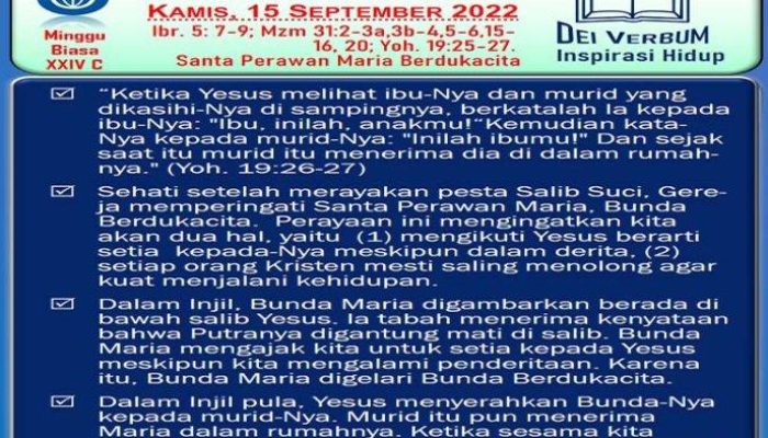 Injil Katolik Kamis 9 Oktober 2025 dan Mazmur Tanggapan