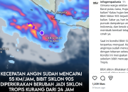Ramai narasi bibit siklon tropis 90S akan jadi siklon dalam 24 jam, ini kata BMKG