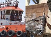 Breaking news: Jembatan Mahulu Samarinda ditabrak tongkang lagi, dapur rumah warga ikut terkena