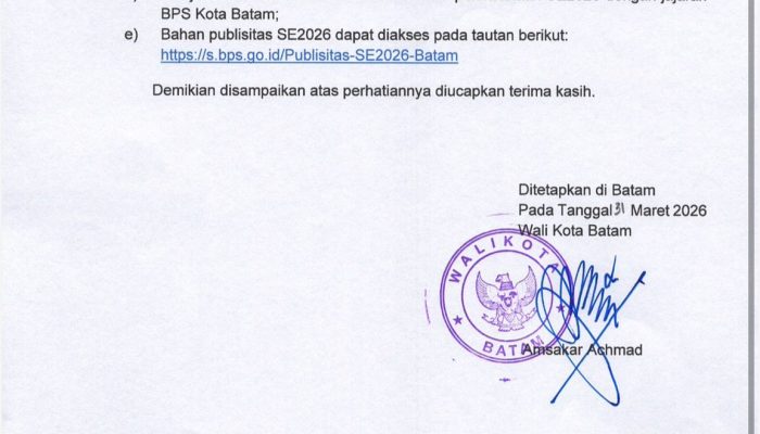 Pemko Batam Dukung Sensus Ekonomi 2026, Rudi Panjaitan: Mari Beri Data Akurat