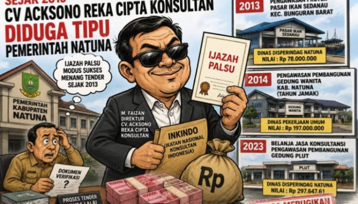 Sejak 2013, CV Acksono Reka Cipta Konsultan Diduga Tipu Pemerintah Natuna