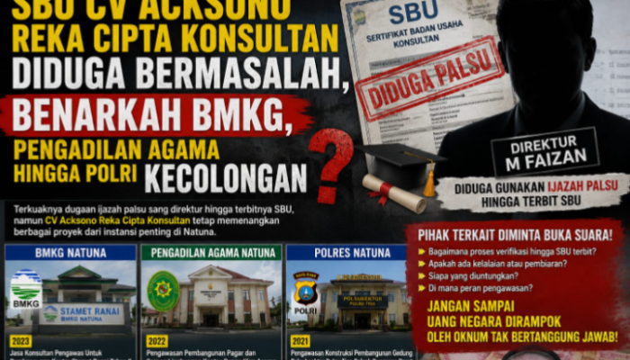 SBU CV Acksono Di Duga Bermasalah, Benarkah BMKG, Pengadilan Agama hingga Polri Kecolongan?