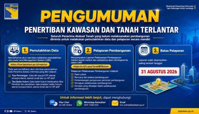 Dorong Percepatan Investasi, BP Batam Perkuat Tata Kelola Pertanahan melalui Pelaporan Mandiri LMS