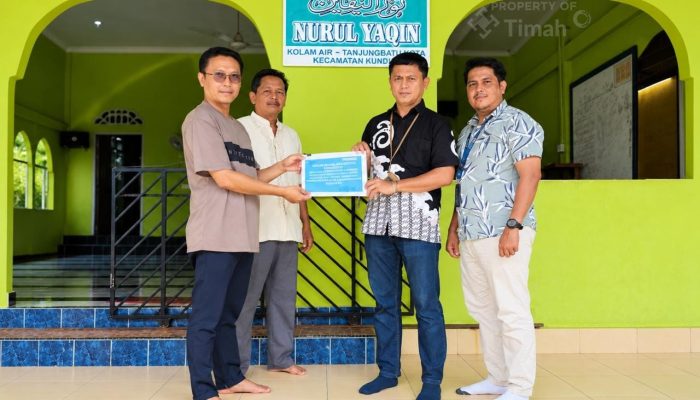 PT Timah Perkuat Fasilitas Surau Nurul Yaqin di Tanjung Batu Kota